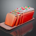3D Printer Generated Sliced Bread Model With Colorful Fruit On Tray 3d model