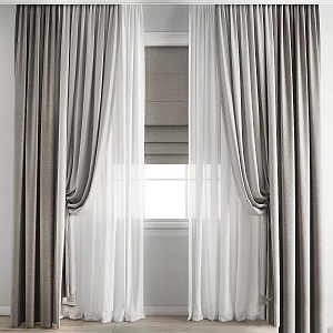 modern curtains roman curtains blinds tulle 3d model