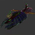 Military Vehicle with Blue and Gray Paint Yellow Wings Top Radar Equipment and Complex Structure