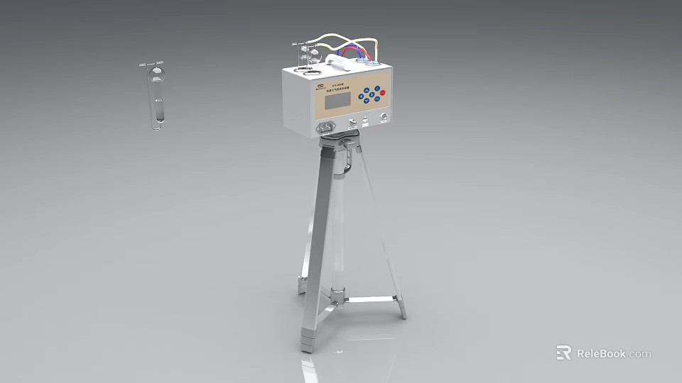 Portable Electronic Device Featuring White Control Panel Metal Stand And Accessory Probe 3d model 