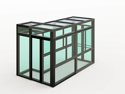 Modern Glass Structure Design With Transparent Panels Frame And Multiple Windows 3d model