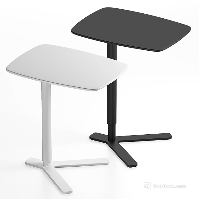 Modern White and Black Side Tables with Minimalist Cross Base Design 3d model 