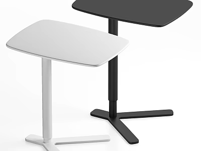 Modern White and Black Side Tables with Minimalist Cross Base Design 3d model