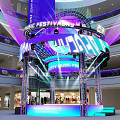 Delicious Street City Market Interior In Modern Shopping Mall With Colorful Lighting
