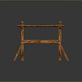 Wooden Leisure Chair with Armrests Crossed Frame and Smooth Surface on Dark Background