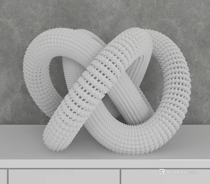 Modern White Textured Intertwined Circular Decorative Ornament Set for Home 3d model 