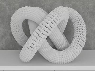 Modern White Textured Intertwined Circular Decorative Ornament Set for Home 3d model