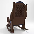 Comfortable Rocking Chair With Blue Upholstered Seat Wooden Frame And Curved Armrests