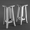 Wooden Bar Stools With Round Seats Sturdy Structure And Different Colors 3d model