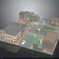 Detailed Miniature Town Model With Buildings Street Vehicles And Pedestrians