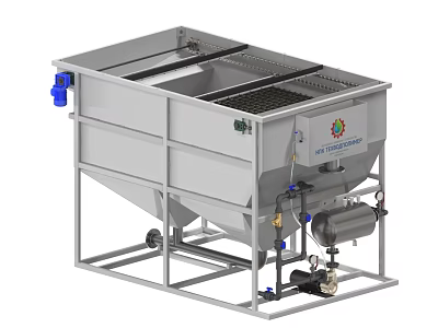 Industrial Equipment With Multi Tank Design Metal Structure Pipes Valves Grating And Supports 3d model
