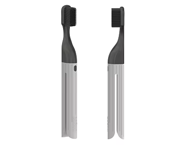 Modern Daily Washing Essentials Toothbrushes with Black Brush Heads and Gray White Handles 3d model