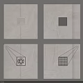 Four White Square Panels Each With Different Graphics Small Squares Fan And Grille Patterns 3d model