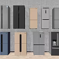 Modern Refrigerators In Various Colors And Styles Arranged On Display Wall
