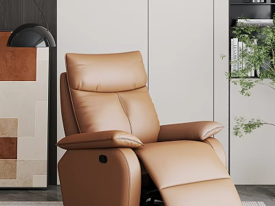 Modern Brown Leather Single Recliner Sofa With Comfortable Footrest And Ergonomic Design 3d model