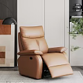 Modern Brown Leather Single Recliner Sofa With Comfortable Footrest And Ergonomic Design