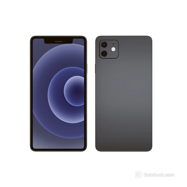 Smartphone Front Screen With Circular Pattern And Dark Back Dual Camera Design 3d model