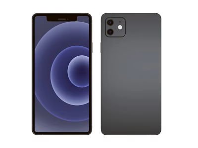 Smartphone Front Screen With Circular Pattern And Dark Back Dual Camera Design 3d model