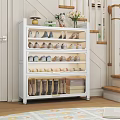 Spacious White Multi Layer Shoe Cabinet With Transparent Dustproof Doors For Home Entryway Shoe Organization
