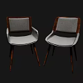 Modern Gray Fabric Dining Chairs With Wooden Frame And Armrests For Home Dining Room