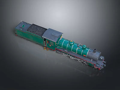 Vintage Green Steam Train Model With Black Coal Car And Detailed Exterior Design 3d model