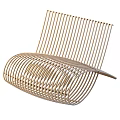 Modern Leisure Chair With Curved Slatted Design And Sleek Ergonomic Structure