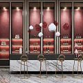 Light Luxury Bar Chair Set Bar Counter 3d model