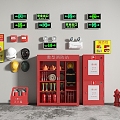 Fire station fire hydrant fire extinguisher fire door smoke sense fire equipment lighting safety helmet 3d model