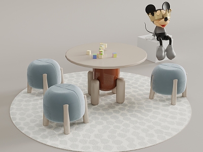 Children's table and chair carpet 3d model