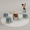 Children's table and chair carpet 3d model