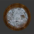 Medieval Sword Standing On Frozen Wooden Base With Icy Details