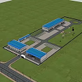 Bird's-eye view of modern factory building 3d model