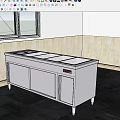 Cafeteria Stainless Steel Food Serving Counter With Multiple Compartments And Cabinets