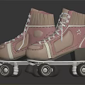 Pink Roller Skates With White Laces And Black Wheels Classic Design Style