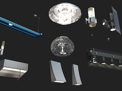 Modern Lighting Fixture Set Featuring Various Ceiling Wall And Hanging Designs 3d model