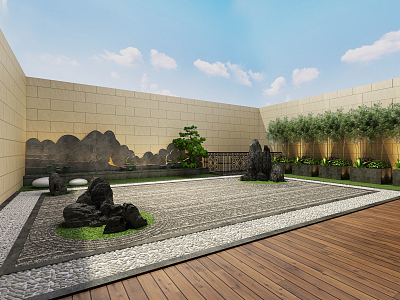 New Chinese Garden Balcony Garden 3d model