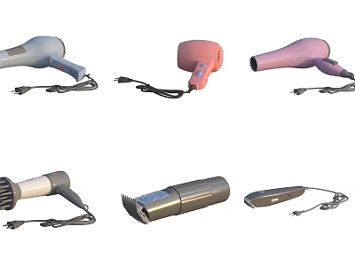 Different Hairdryers With Various Colors And Styles Daily Electrical Appliances 3d model