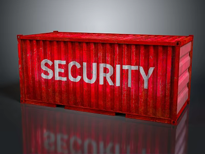 Red Security Storage Container Featuring Bold White Lettering And Metal Body 3d model
