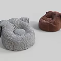 Modern Comfortable Bean Bag Chair With Checkered Pattern In Brown And Gray Colors