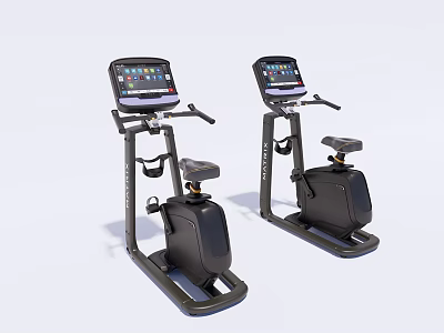 Two Modern Stationary Bikes With Digital Displays For Fitness Equipment 3d model