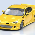 Yellow Sports Car Model With Sleek Design Large Wheels And Rear Spoiler