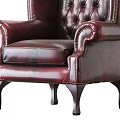 Elegant Leather Accent Chair With Tufted Backrest And Classic Armrests Design