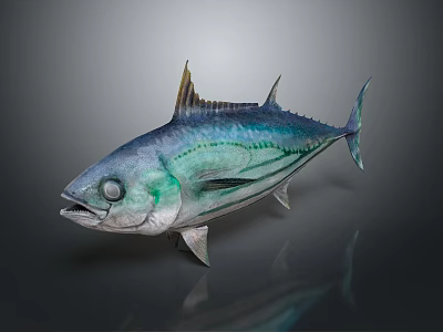 Lifelike Glossy Blue Green Tuna Decorative Model Ornament For Home Living Decoration 3d model