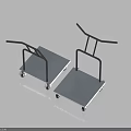 Durable Metal Utility Carts With Black Handles Gray Platforms And Wheels 3d model