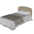 Kids Bed With Beige Headboard White Sheets Brown Blanket And Two Pillows