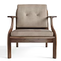 Stylish Accent Chair with Wooden Frame Beige Cushion and Tufted Backrest Design
