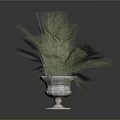 Green Palm Plant in Decorative Stone Planter with Lush Fronds for Garden