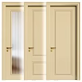 Modern Beige Interior Sliding Doors With Ribbed Glass Panel And Metal Handles