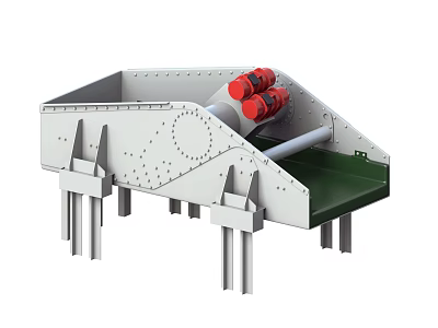 Industrial Vibrating Screen Equipment With Metal Frame Red Motors And Green Screening Surface 3d model