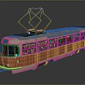 Vintage Red And Cream Tram With Roof Pantograph And Multiple Windows Design